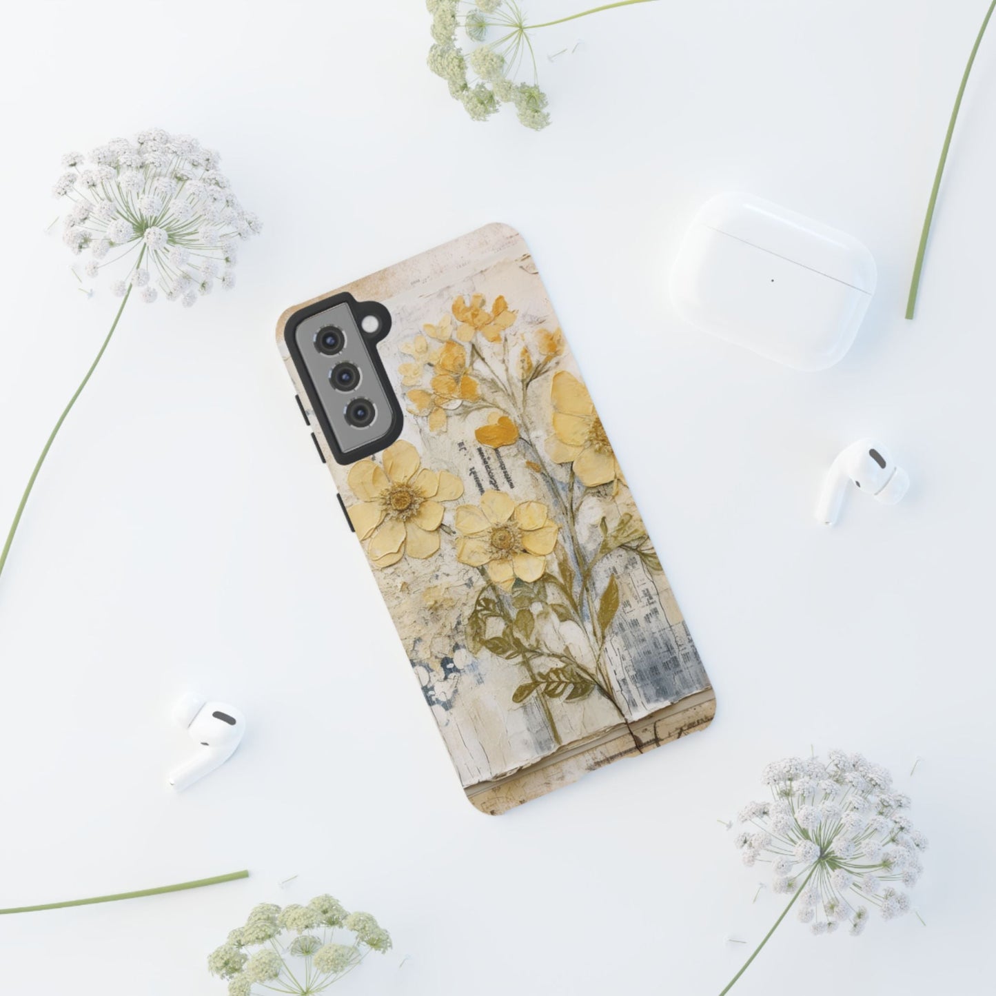 Vintage Yellow Floral Collage - Samsung Galaxy Case, Shockproof & Slim - BOGO Cases