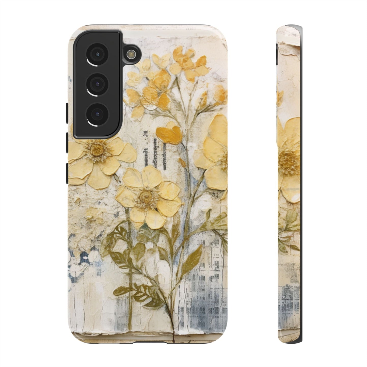 Vintage Yellow Floral Collage - Samsung Galaxy Case, Shockproof & Slim - BOGO Cases