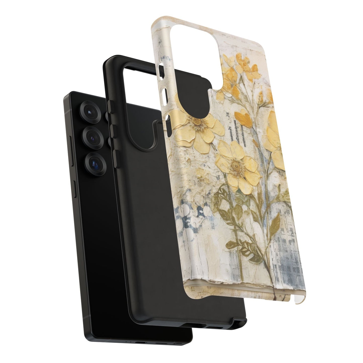 Vintage Yellow Floral Collage - Samsung Galaxy Case, Shockproof & Slim - BOGO Cases