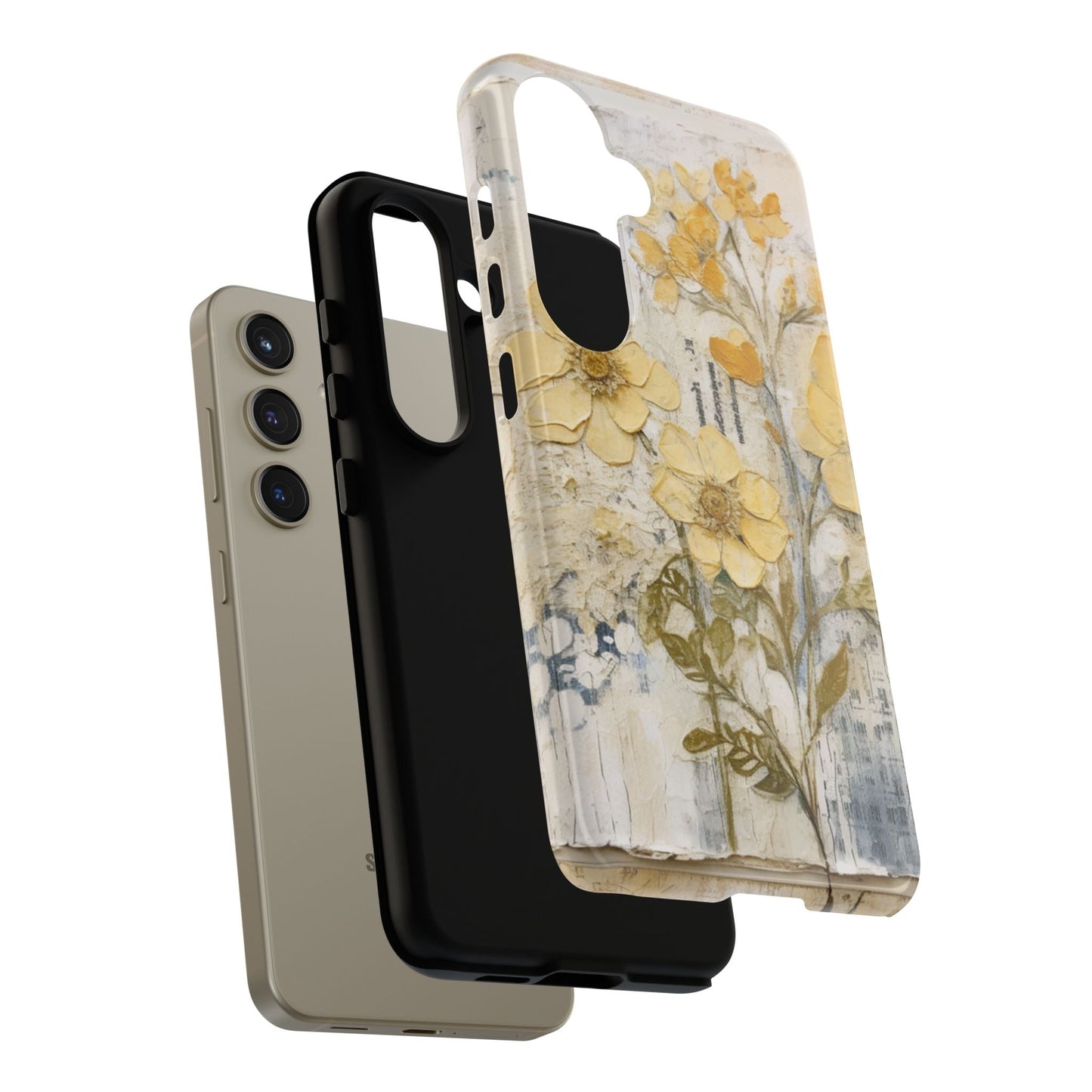 Vintage Yellow Floral Collage - Samsung Galaxy Case, Shockproof & Slim - BOGO Cases