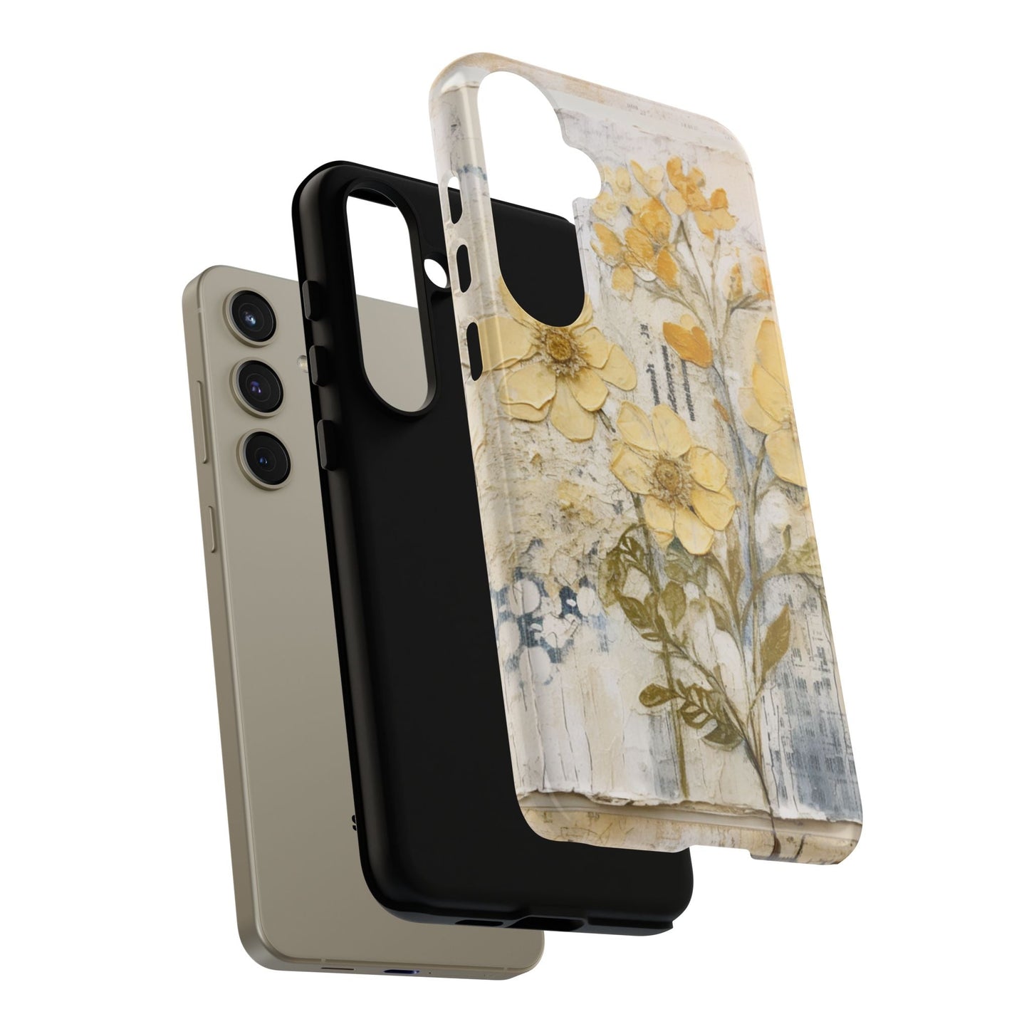Vintage Yellow Floral Collage - Samsung Galaxy Case, Shockproof & Slim - BOGO Cases
