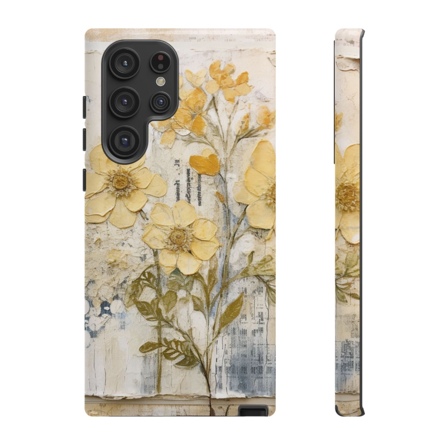 Vintage Yellow Floral Collage - Samsung Galaxy Case, Shockproof & Slim - BOGO Cases