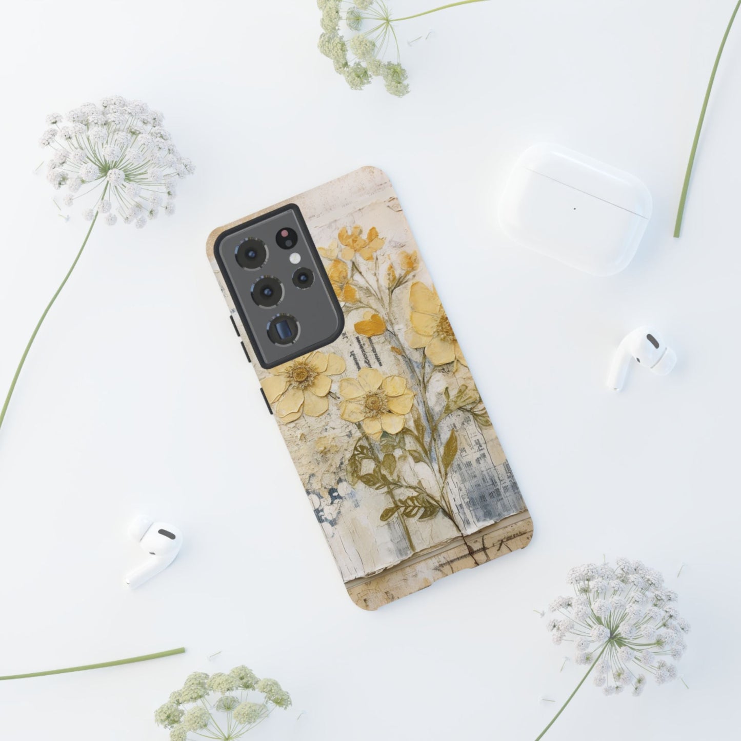 Vintage Yellow Floral Collage - Samsung Galaxy Case, Shockproof & Slim - BOGO Cases