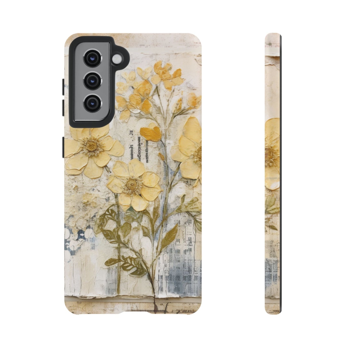 Vintage Yellow Floral Collage - Samsung Galaxy Case, Shockproof & Slim - BOGO Cases