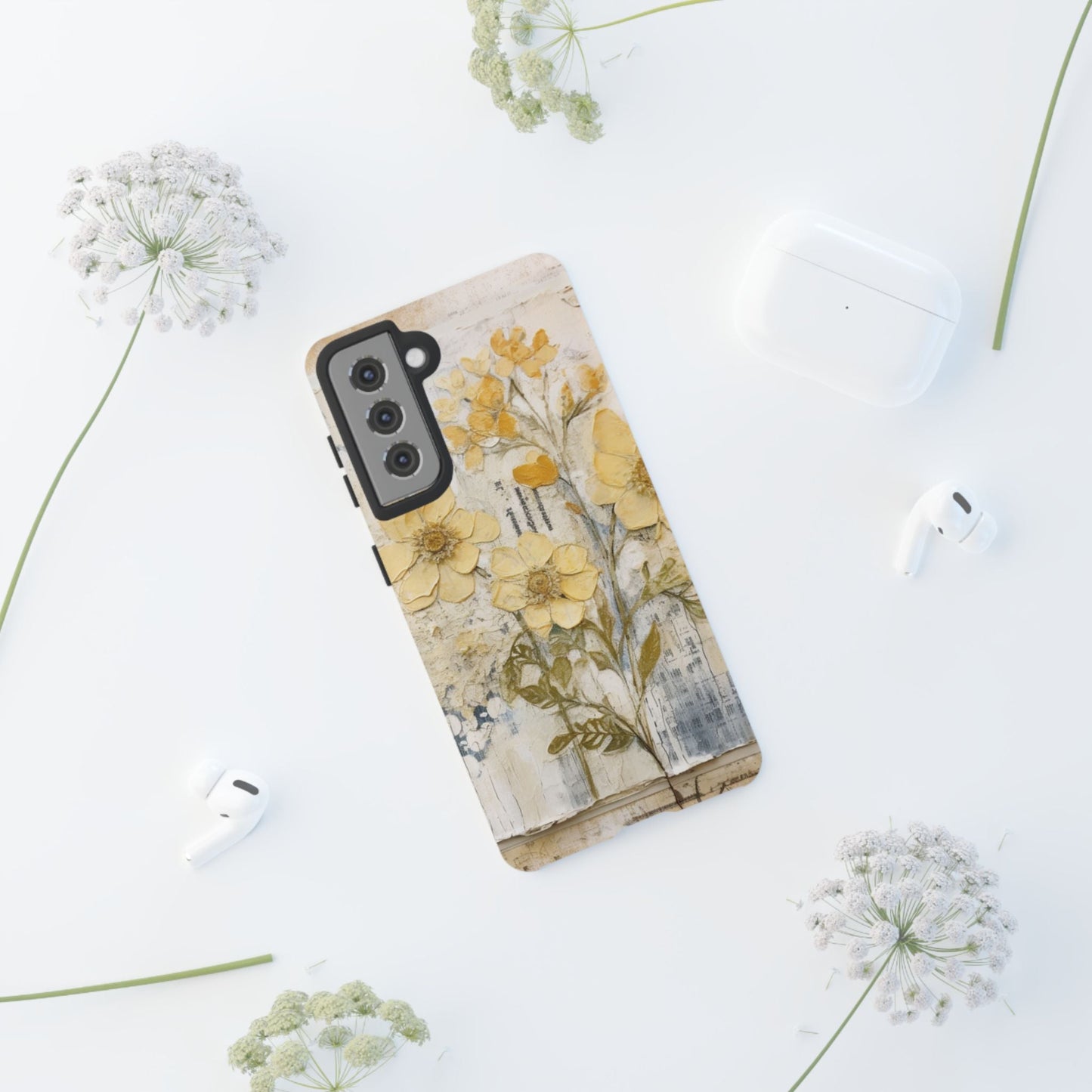 Vintage Yellow Floral Collage - Samsung Galaxy Case, Shockproof & Slim - BOGO Cases