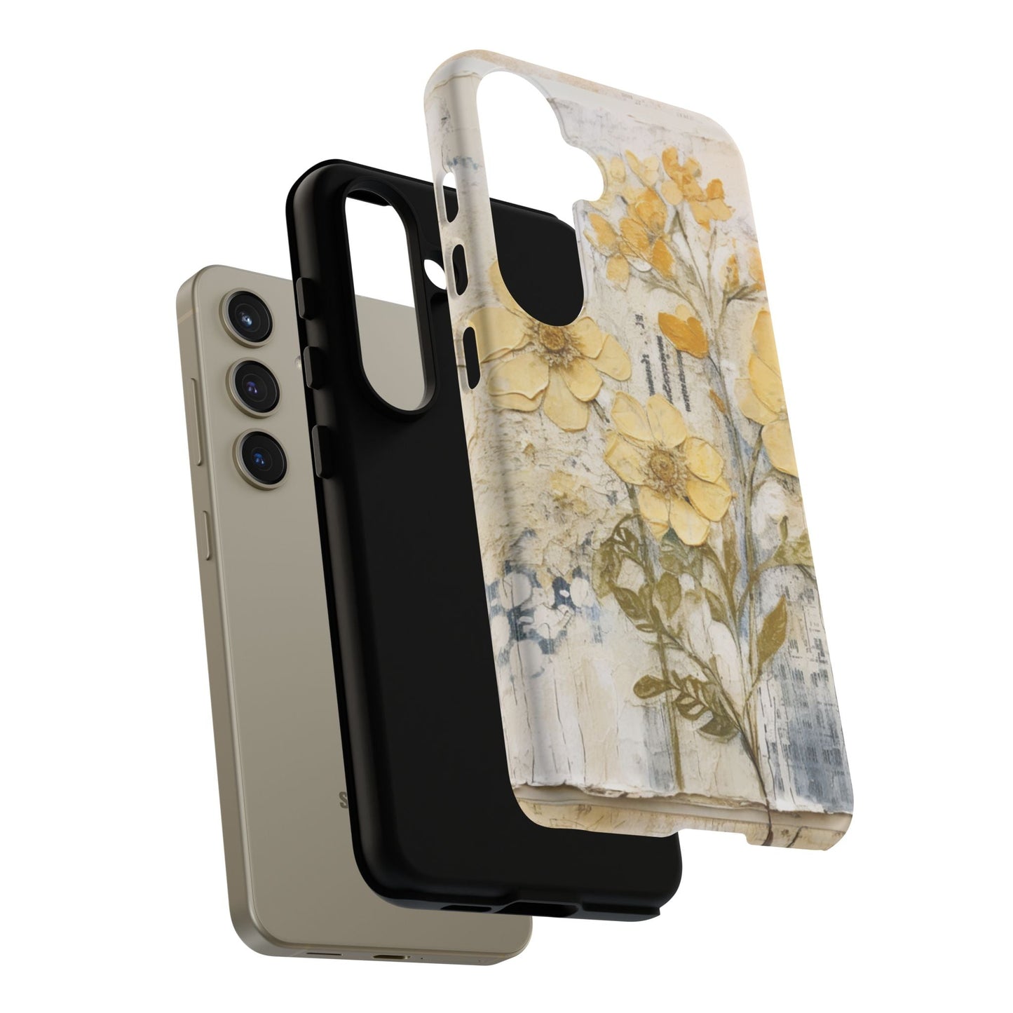 Vintage Yellow Floral Collage - Samsung Galaxy Case, Shockproof & Slim - BOGO Cases