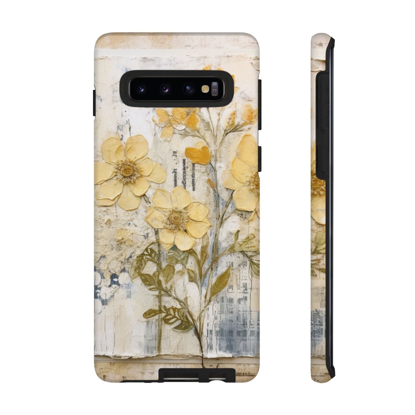 Vintage Yellow Floral Collage - Samsung Galaxy Case, Shockproof & Slim - BOGO Cases