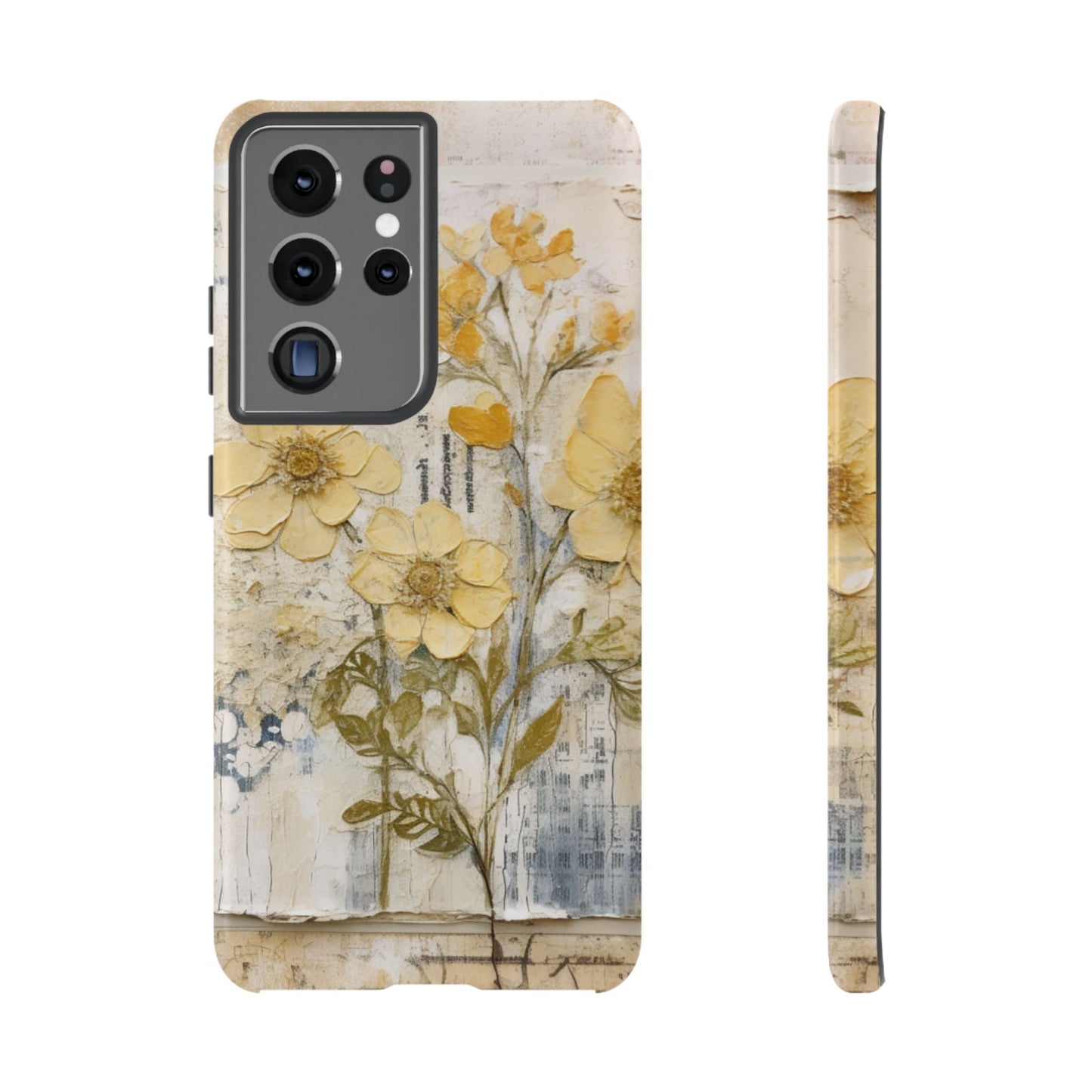 Vintage Yellow Floral Collage - Samsung Galaxy Case, Shockproof & Slim - BOGO Cases
