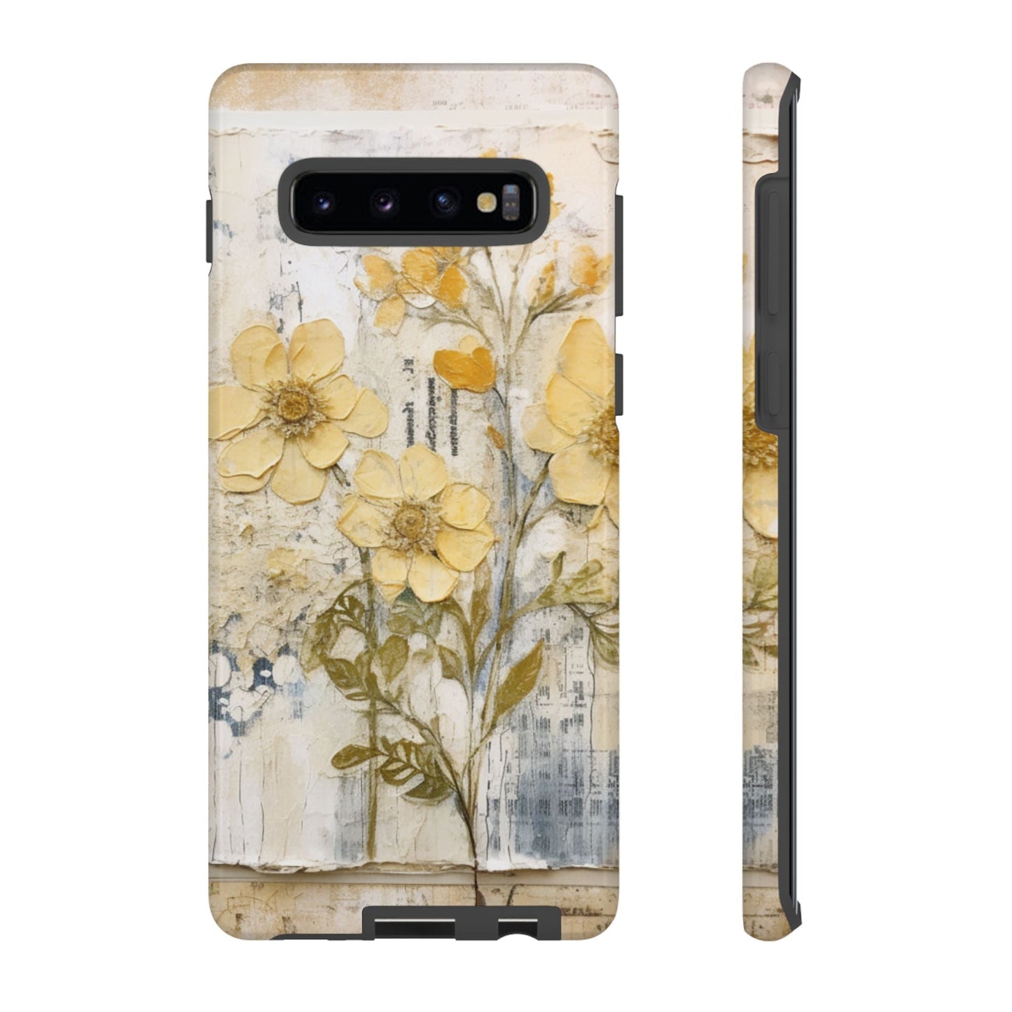 Vintage Yellow Floral Collage - Samsung Galaxy Case, Shockproof & Slim - BOGO Cases