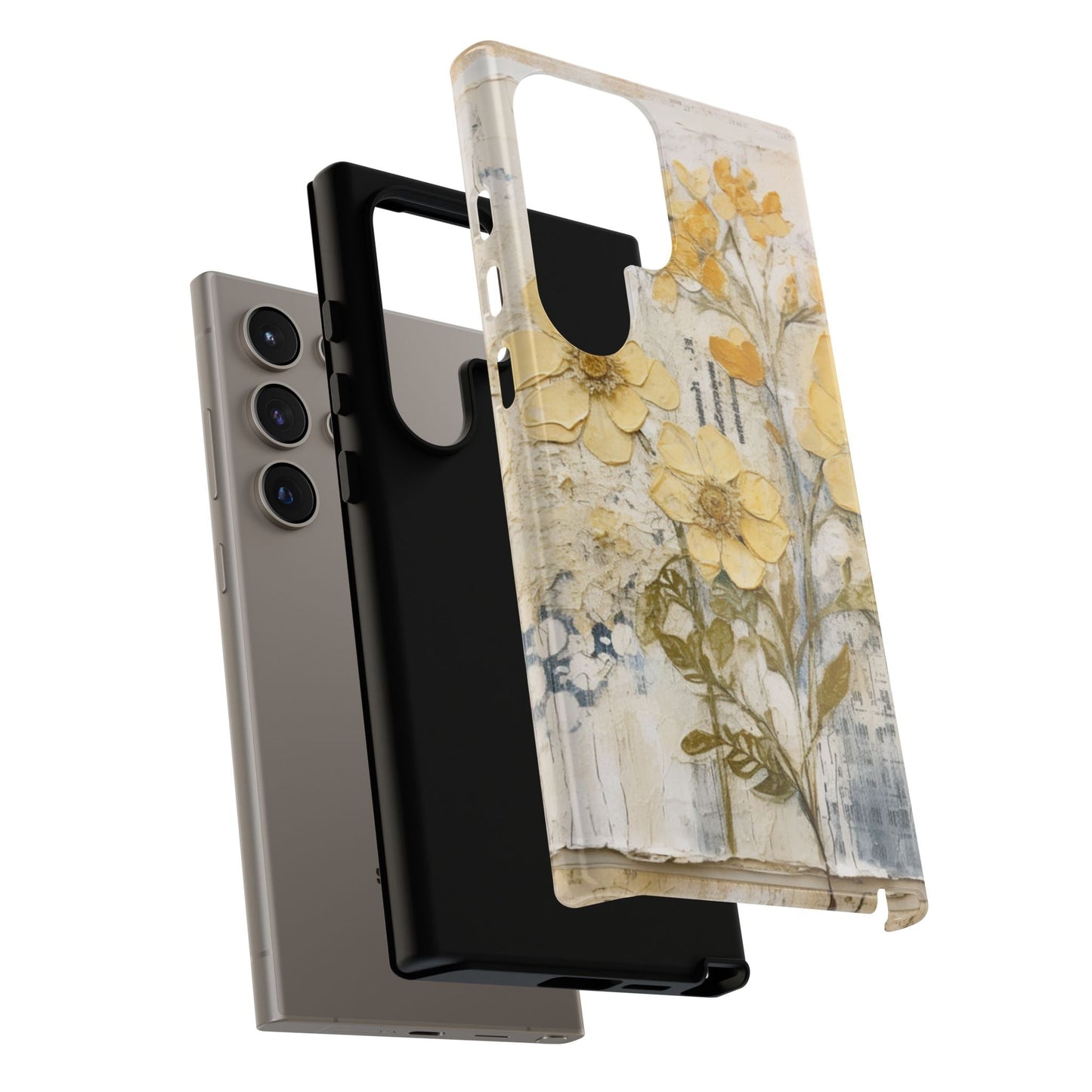 Vintage Yellow Floral Collage - Samsung Galaxy Case, Shockproof & Slim - BOGO Cases