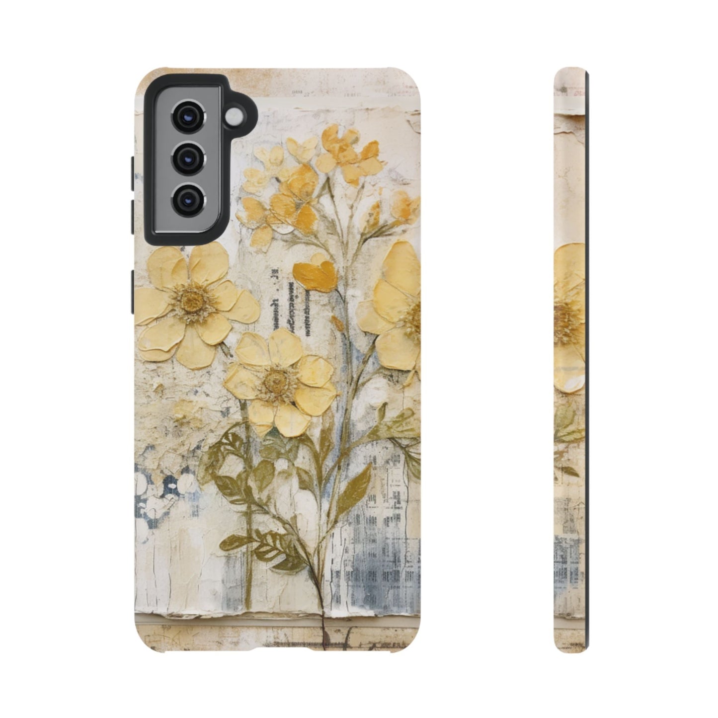 Vintage Yellow Floral Collage - Samsung Galaxy Case, Shockproof & Slim - BOGO Cases