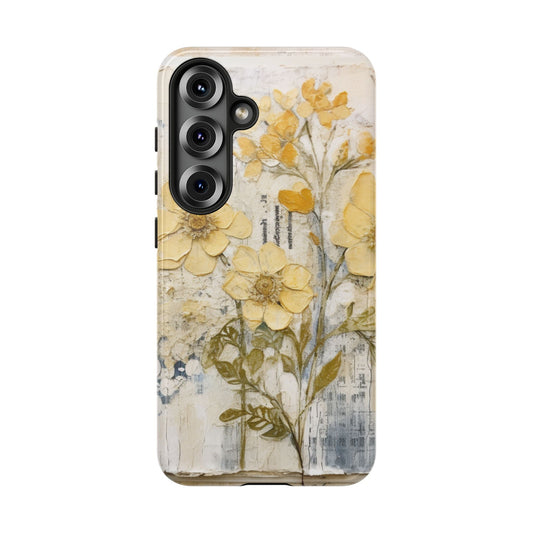 Vintage Yellow Floral Collage - Samsung Galaxy Case, Shockproof & Slim - BOGO Cases
