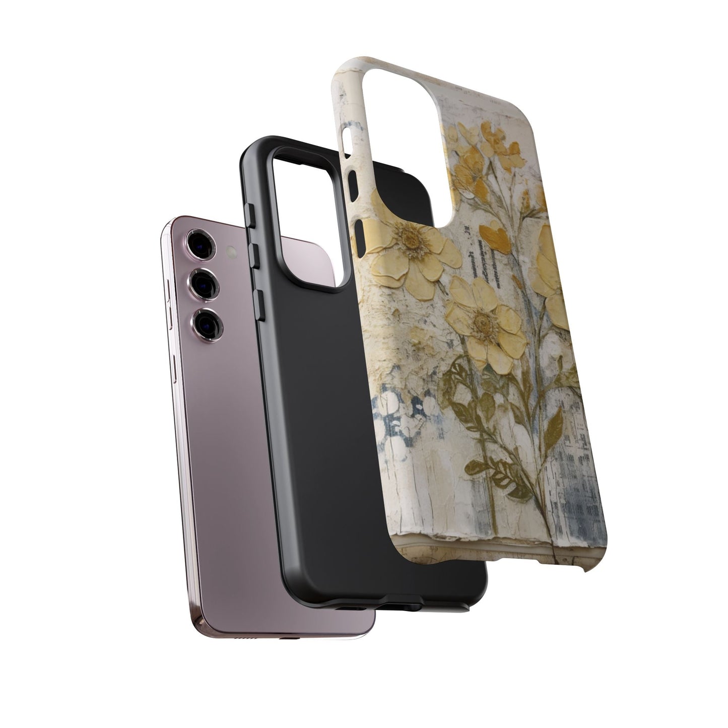 Vintage Yellow Floral Collage - Samsung Galaxy Case, Shockproof & Slim - BOGO Cases