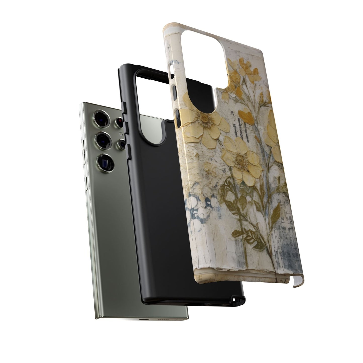 Vintage Yellow Floral Collage - Samsung Galaxy Case, Shockproof & Slim - BOGO Cases