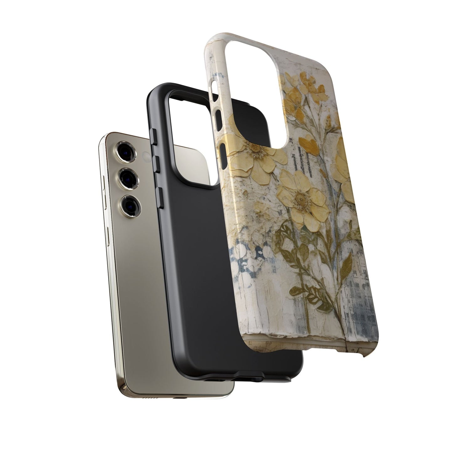 Vintage Yellow Floral Collage - Samsung Galaxy Case, Shockproof & Slim - BOGO Cases