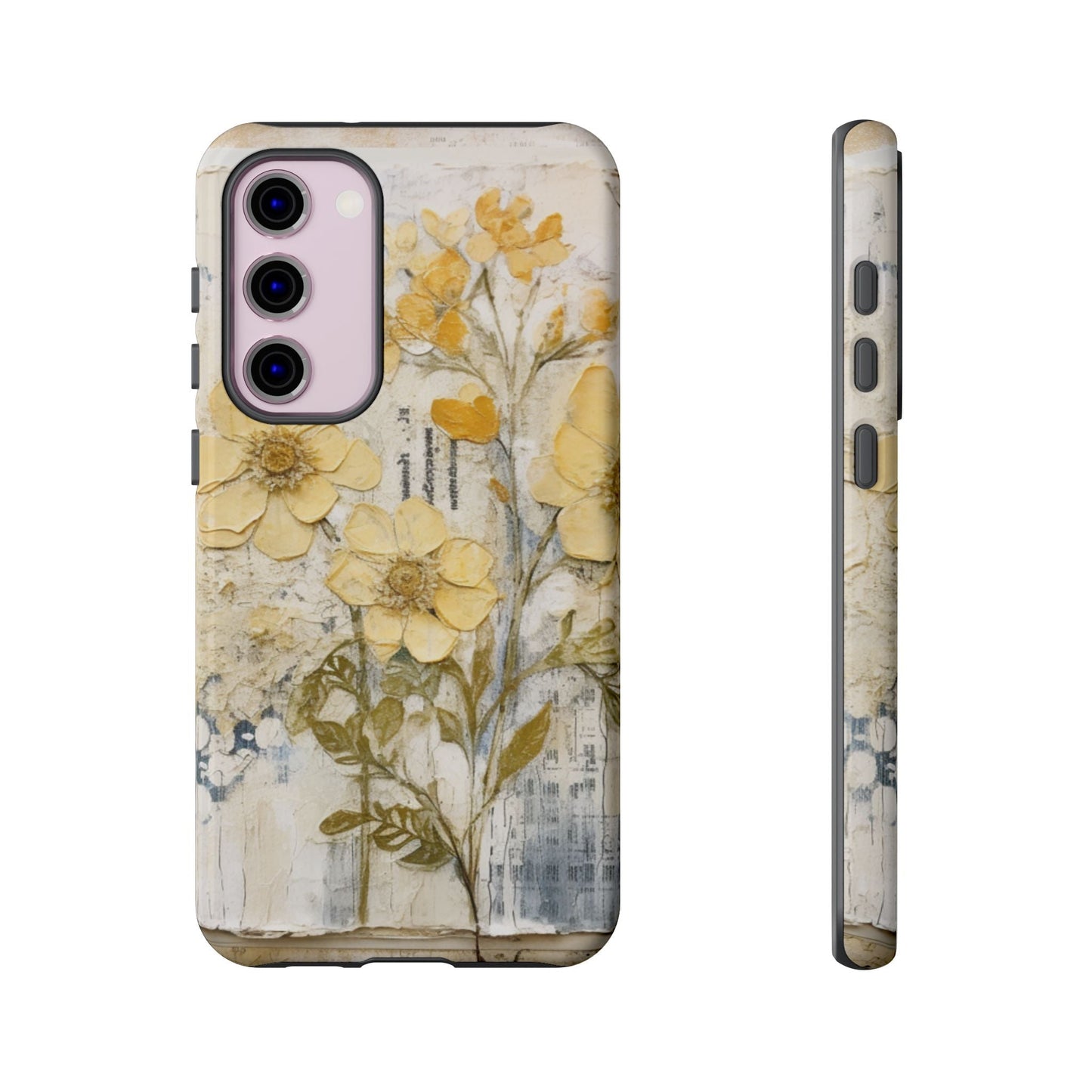 Vintage Yellow Floral Collage - Samsung Galaxy Case, Shockproof & Slim - BOGO Cases