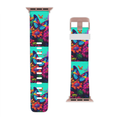 Vivid Butterfly & Floral Burst Apple Watch Band - BOGO Cases