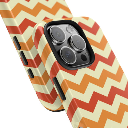 Warm Sunset Chevron – Orange, Red & Cream Geometric iPhone Case - BOGO Cases