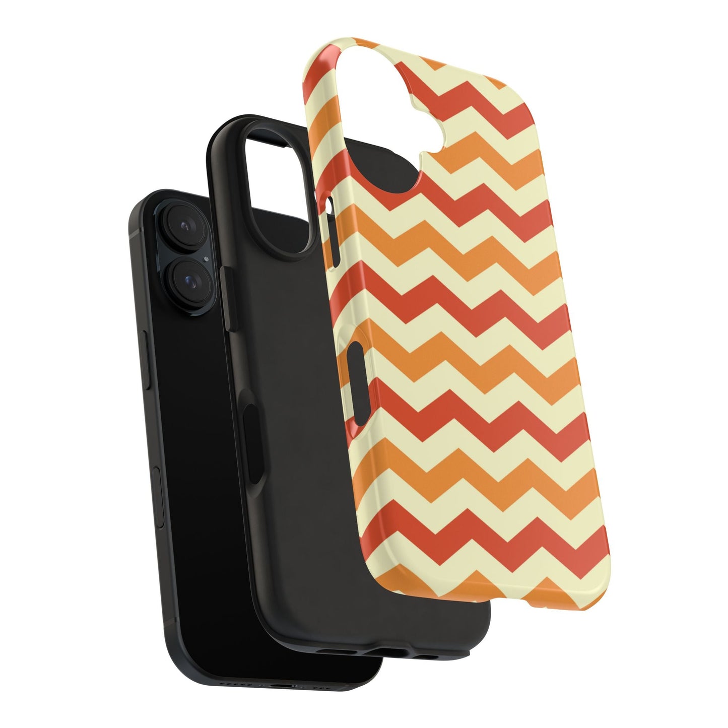 Warm Sunset Chevron – Orange, Red & Cream Geometric iPhone Case - BOGO Cases