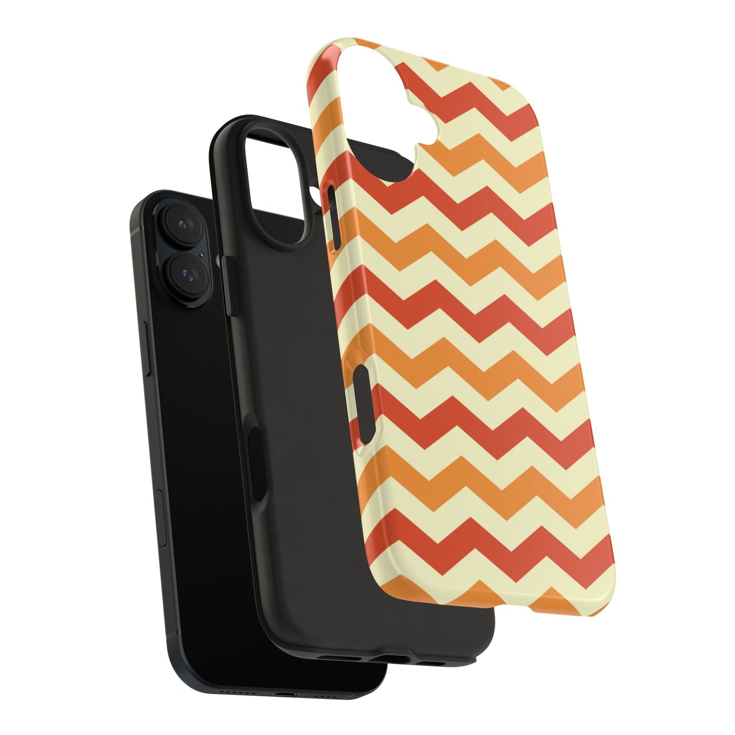 Warm Sunset Chevron – Orange, Red & Cream Geometric iPhone Case - BOGO Cases