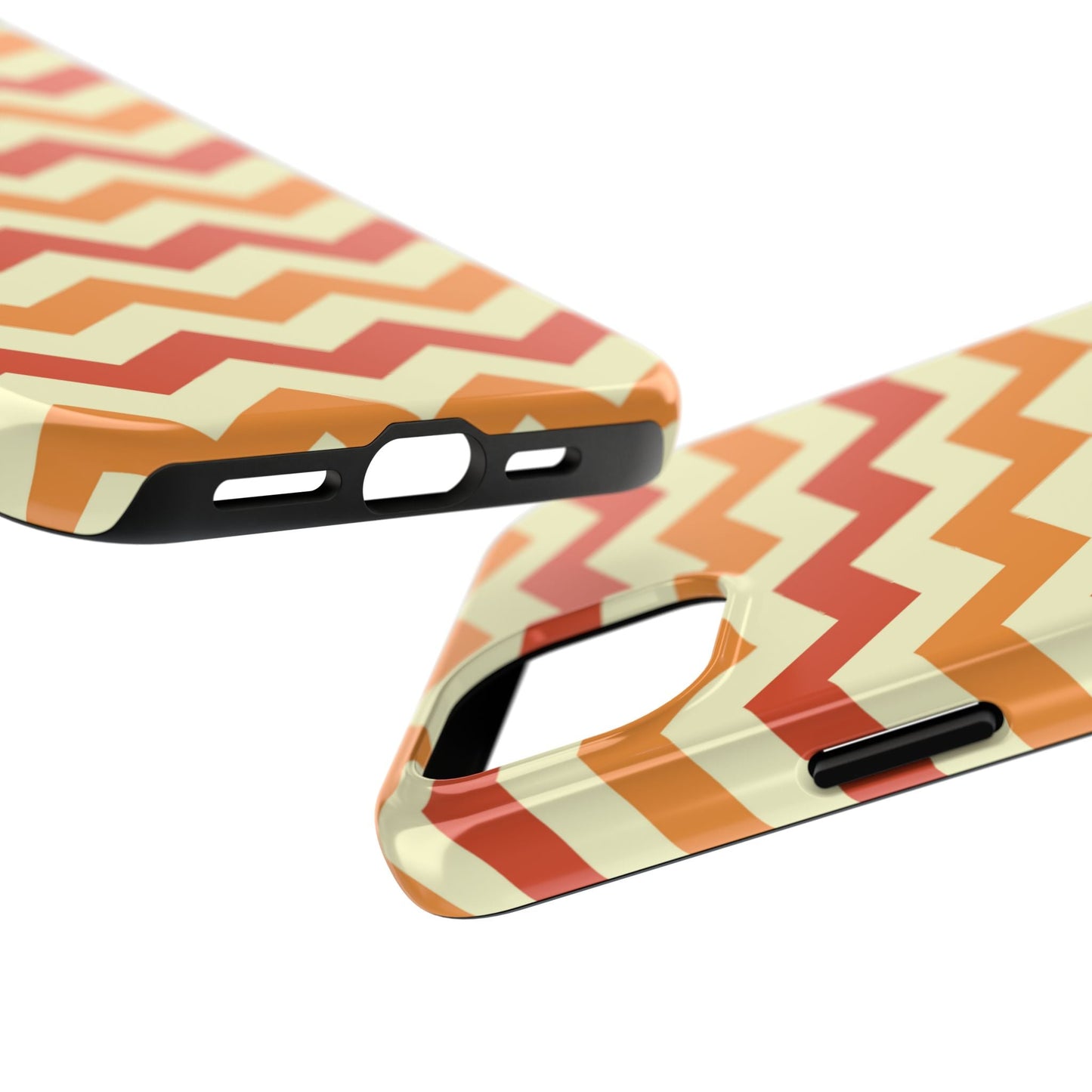 Warm Sunset Chevron – Orange, Red & Cream Geometric iPhone Case - BOGO Cases
