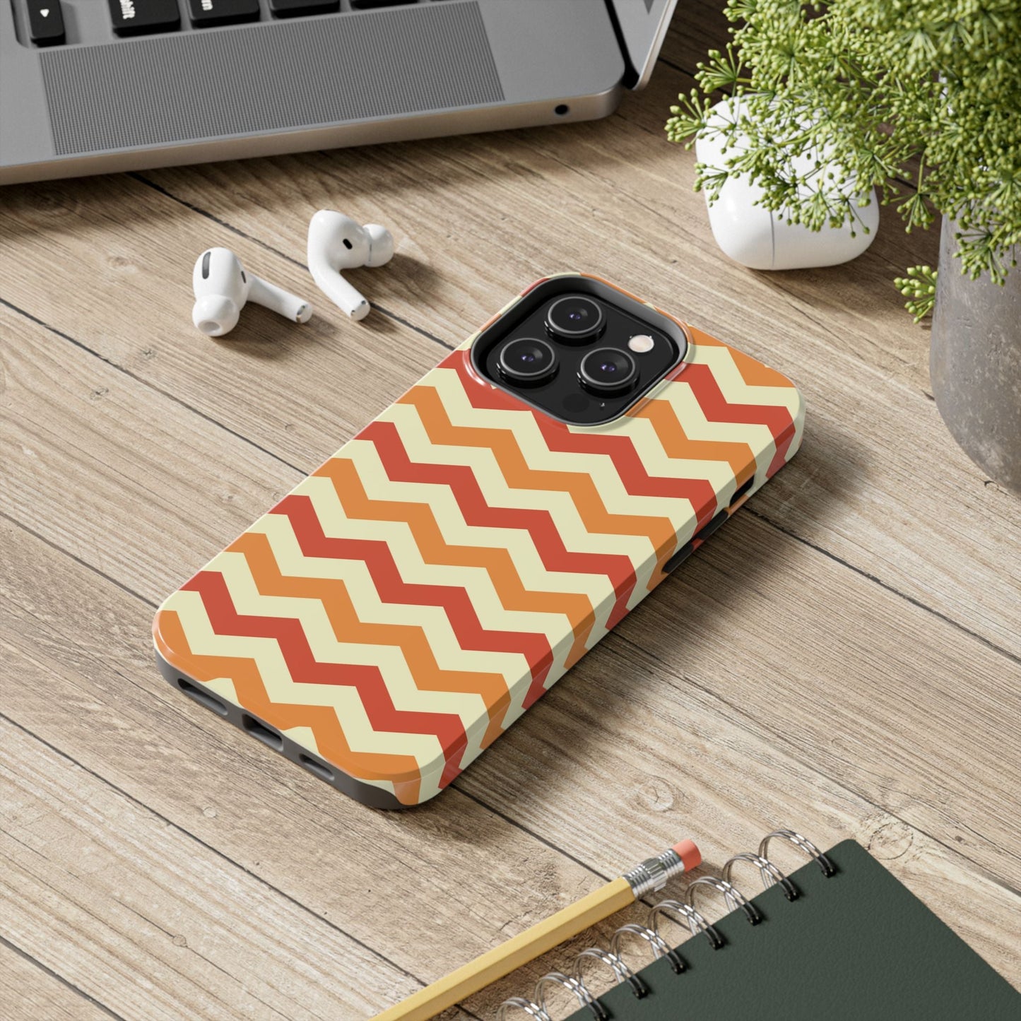 Warm Sunset Chevron – Orange, Red & Cream Geometric iPhone Case - BOGO Cases
