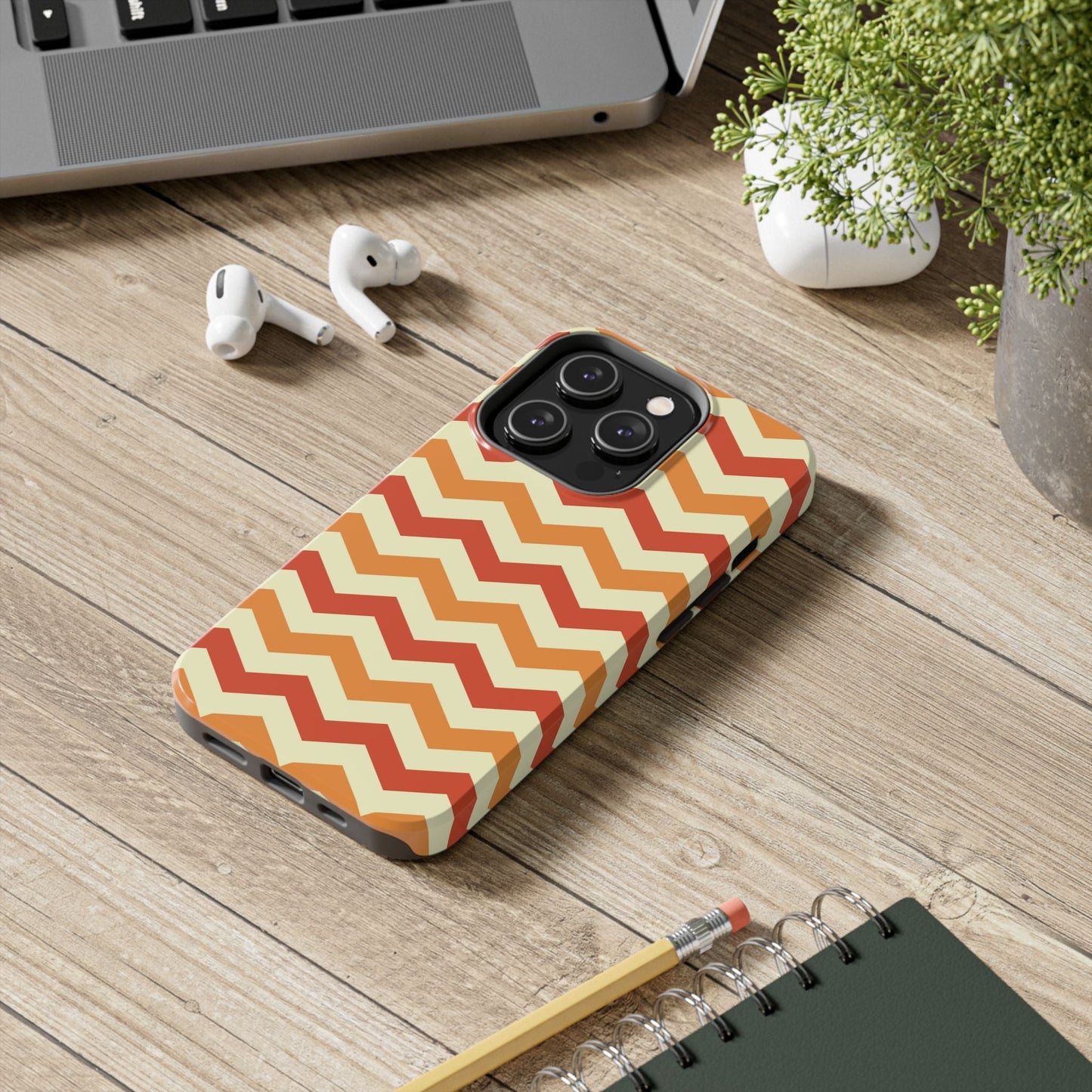 Warm Sunset Chevron – Orange, Red & Cream Geometric iPhone Case - BOGO Cases