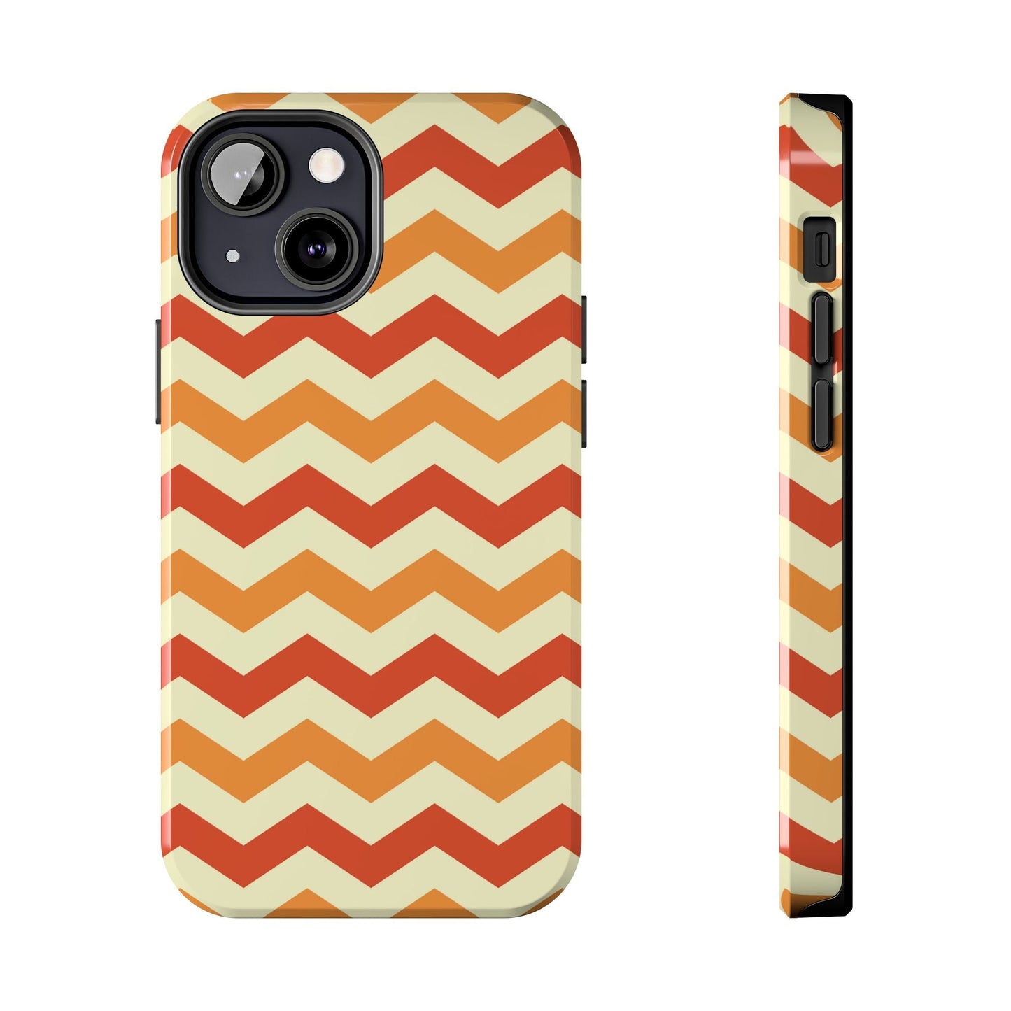 Warm Sunset Chevron – Orange, Red & Cream Geometric iPhone Case - BOGO Cases