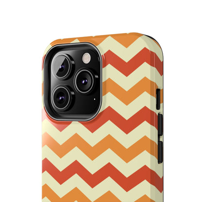 Warm Sunset Chevron – Orange, Red & Cream Geometric iPhone Case - BOGO Cases