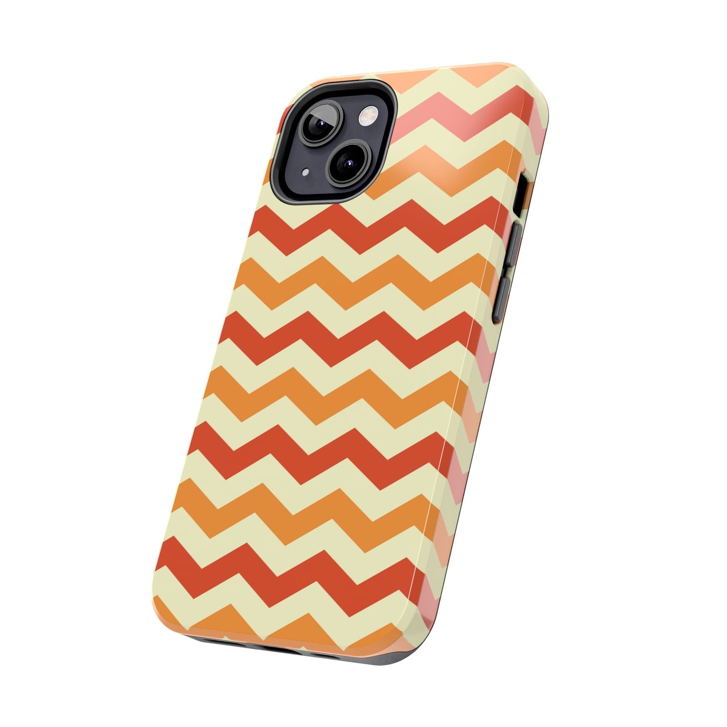 Warm Sunset Chevron – Orange, Red & Cream Geometric iPhone Case - BOGO Cases