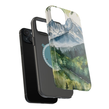 Watercolor Alpine Mountainscape - MagSafe iPhone Case - BOGO Cases