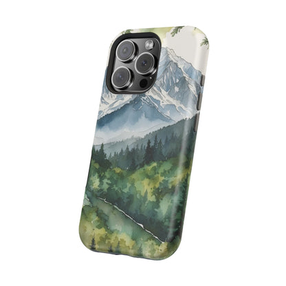 Watercolor Alpine Mountainscape - MagSafe iPhone Case - BOGO Cases