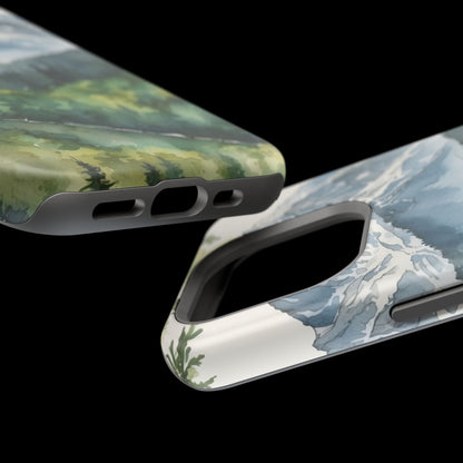 Watercolor Alpine Mountainscape - MagSafe iPhone Case - BOGO Cases