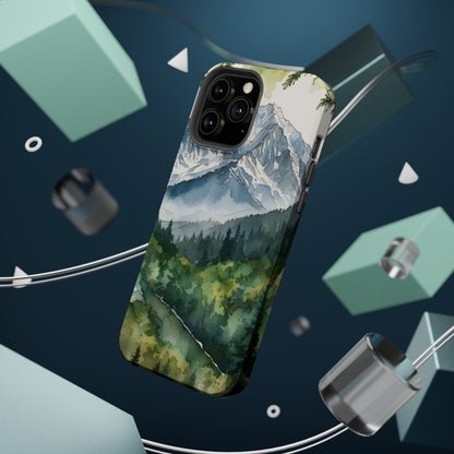 Watercolor Alpine Mountainscape - MagSafe iPhone Case - BOGO Cases