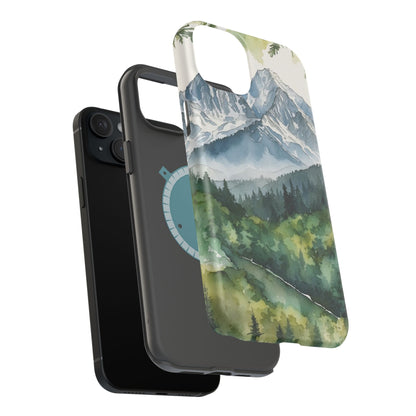 Watercolor Alpine Mountainscape - MagSafe iPhone Case - BOGO Cases