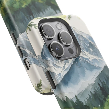 Watercolor Alpine Mountainscape - MagSafe iPhone Case - BOGO Cases