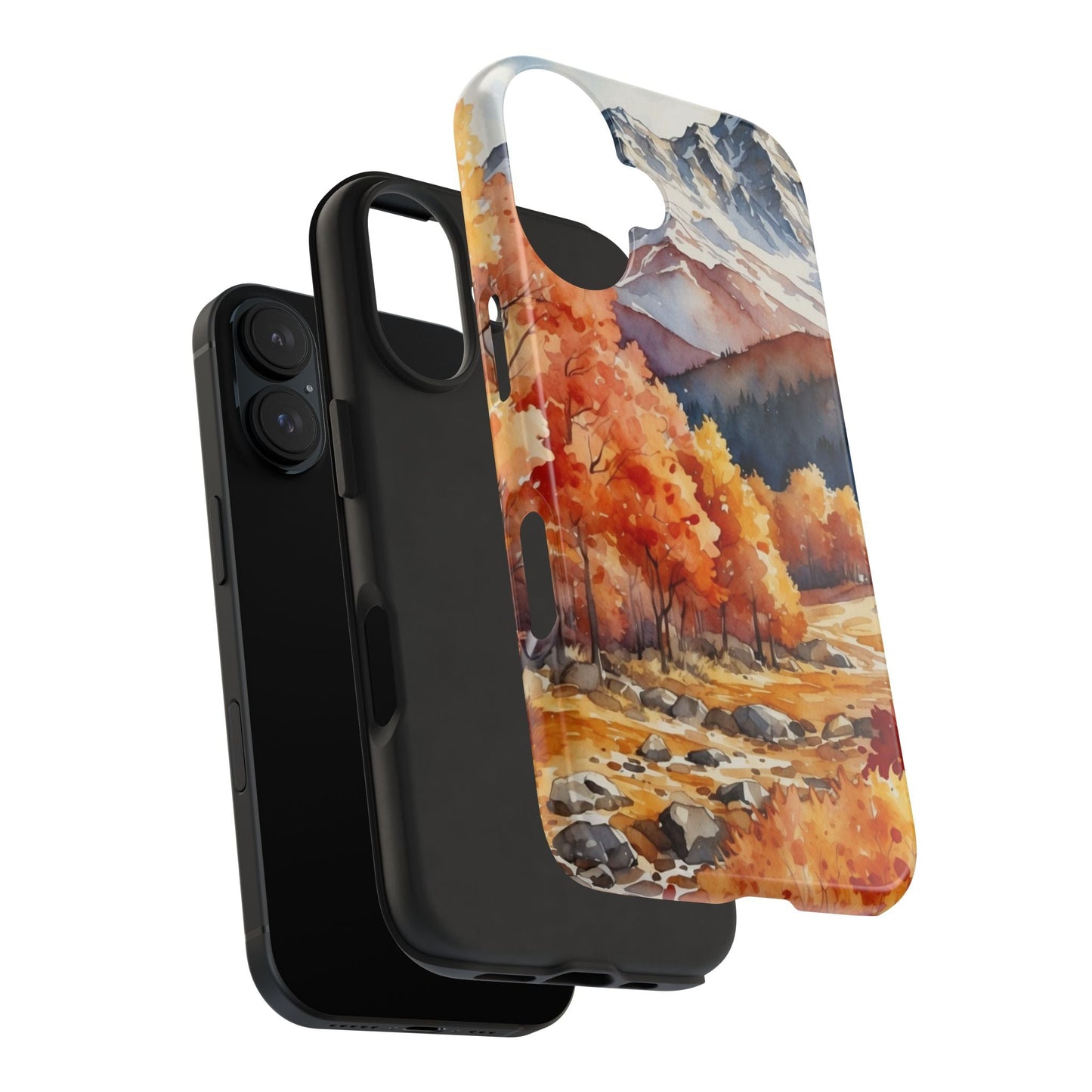 Watercolor Autumn Forest and Mountains - iPhone Case - BOGO Cases
