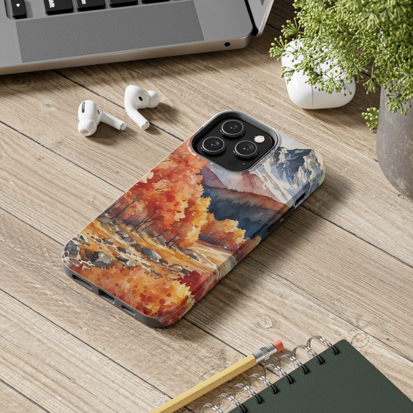 Watercolor Autumn Forest and Mountains - iPhone Case - BOGO Cases