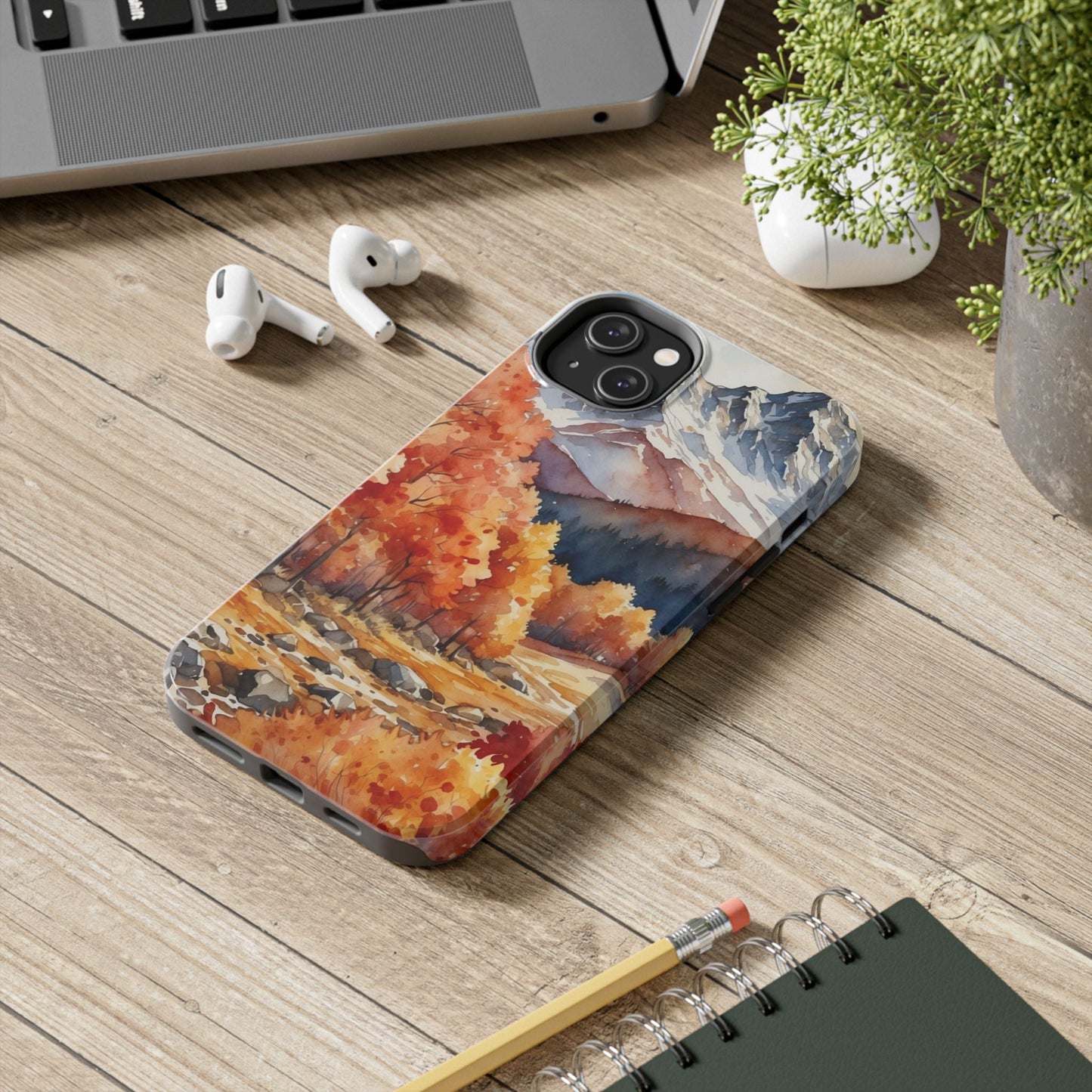 Watercolor Autumn Forest and Mountains - iPhone Case - BOGO Cases