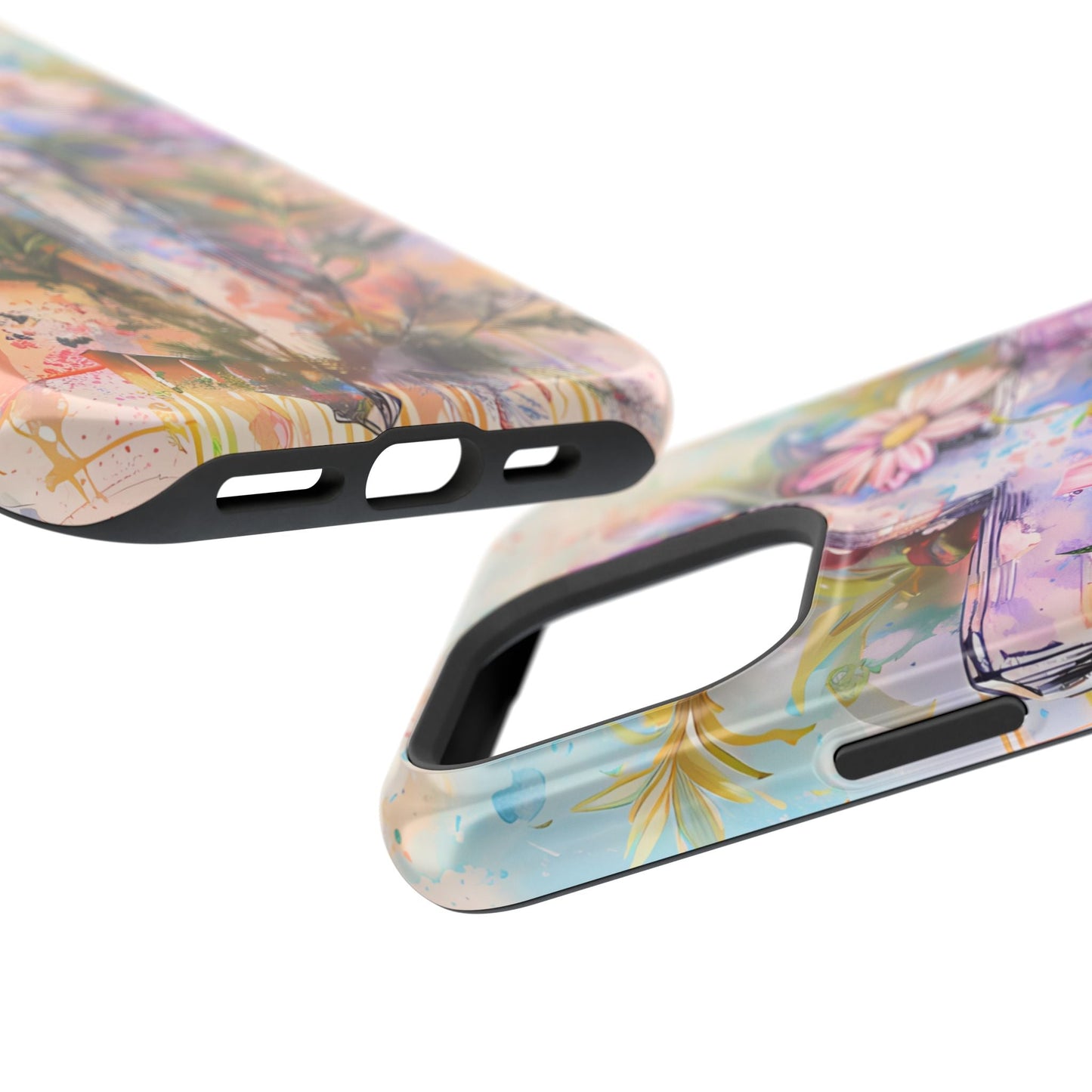 Watercolor Cross & Floral Art - MagSafe iPhone Case, Inspirational & Protective - BOGO Cases