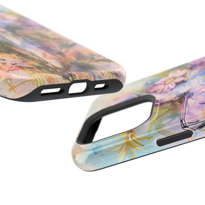 Watercolor Cross & Floral Art - MagSafe iPhone Case, Inspirational & Protective - BOGO Cases
