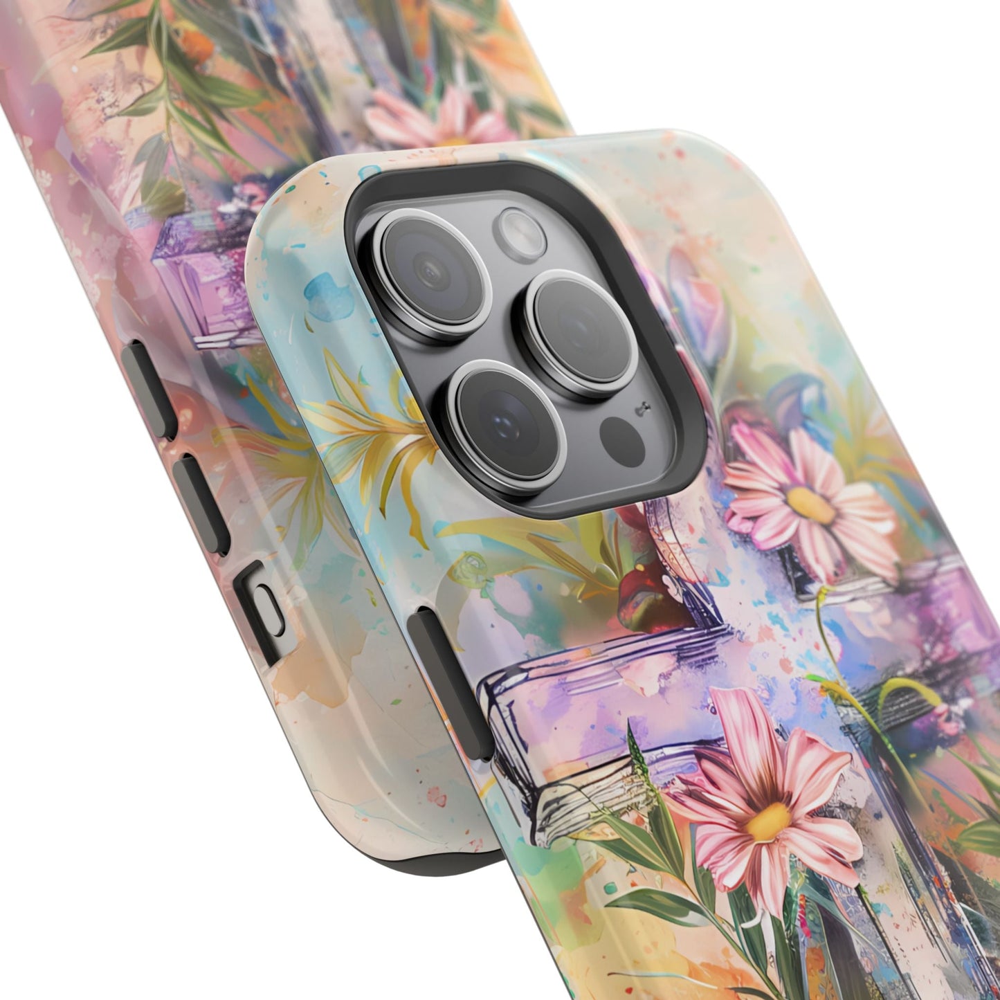 Watercolor Cross & Floral Art - MagSafe iPhone Case, Inspirational & Protective - BOGO Cases