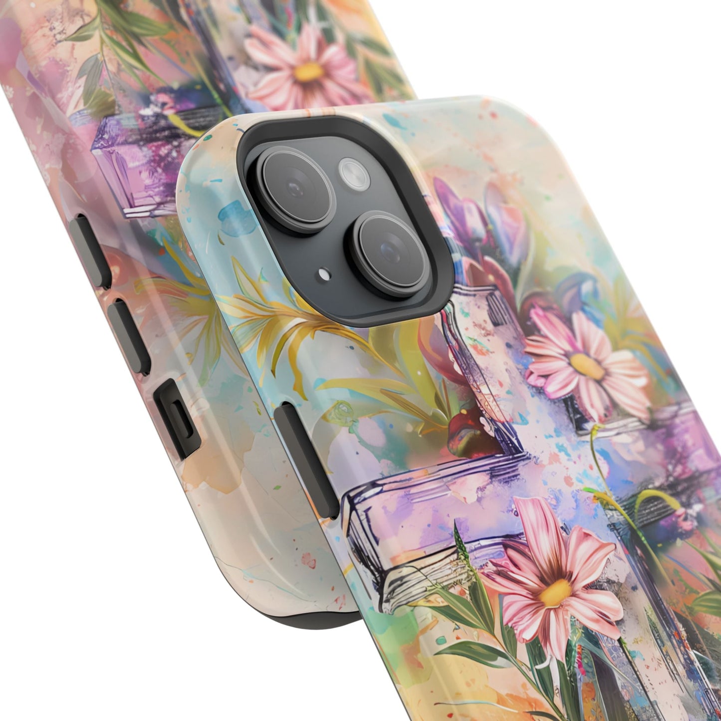 Watercolor Cross & Floral Art - MagSafe iPhone Case, Inspirational & Protective - BOGO Cases