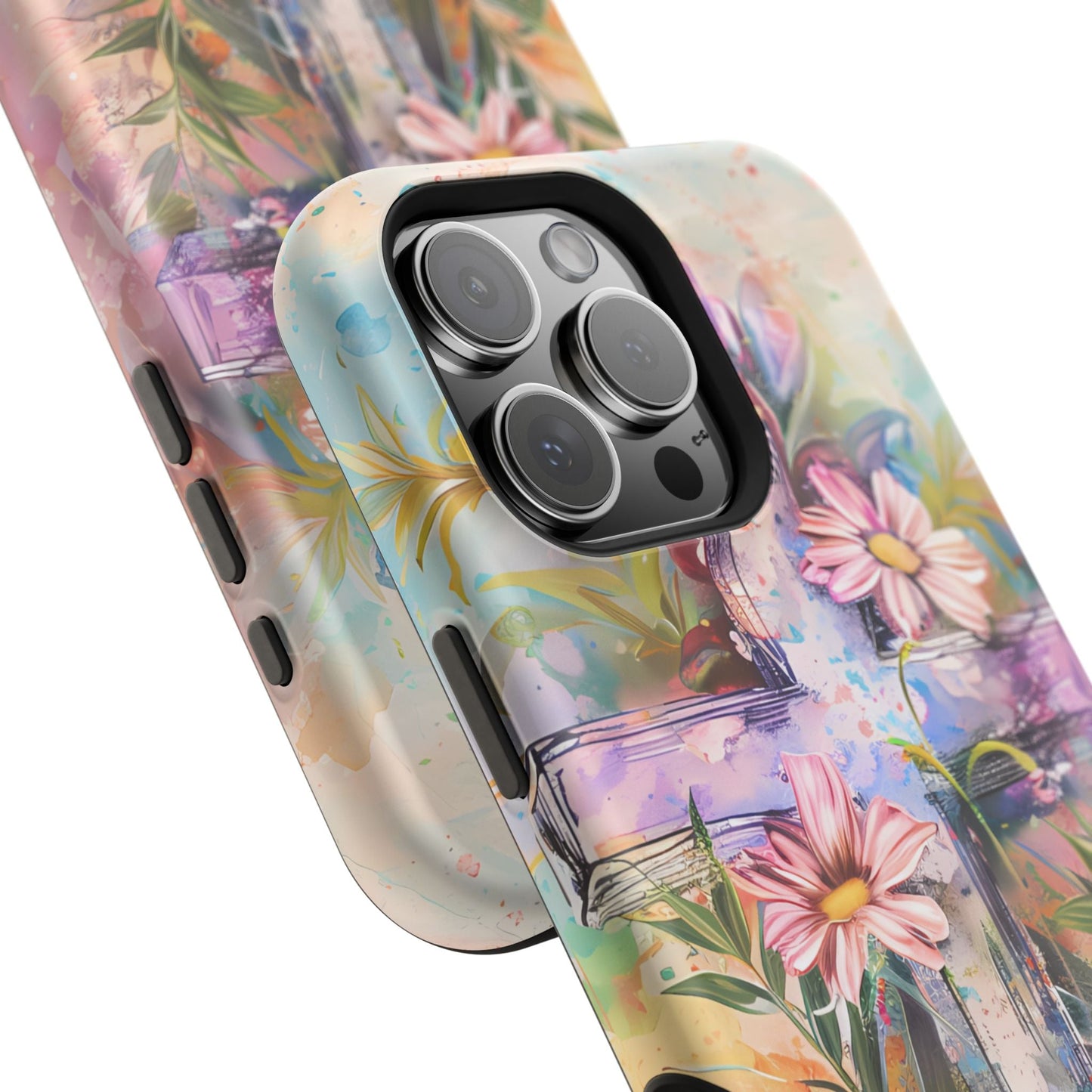 Watercolor Cross & Floral Art - MagSafe iPhone Case, Inspirational & Protective - BOGO Cases