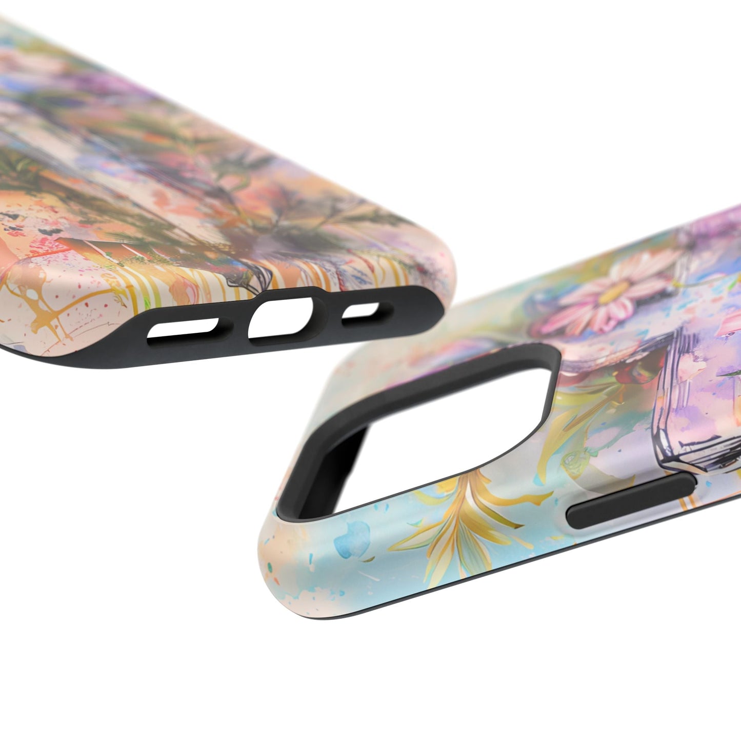 Watercolor Cross & Floral Art - MagSafe iPhone Case, Inspirational & Protective - BOGO Cases