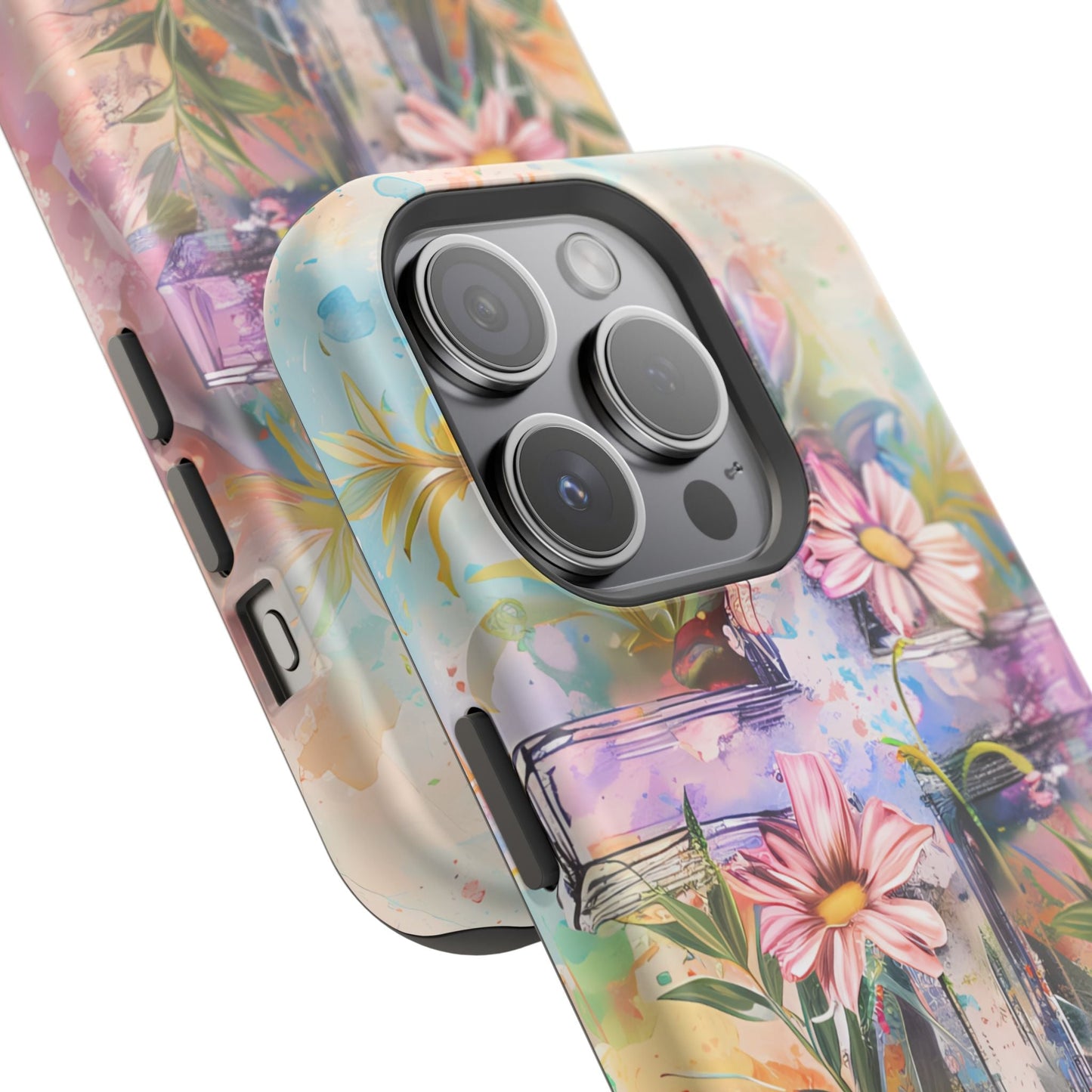 Watercolor Cross & Floral Art - MagSafe iPhone Case, Inspirational & Protective - BOGO Cases