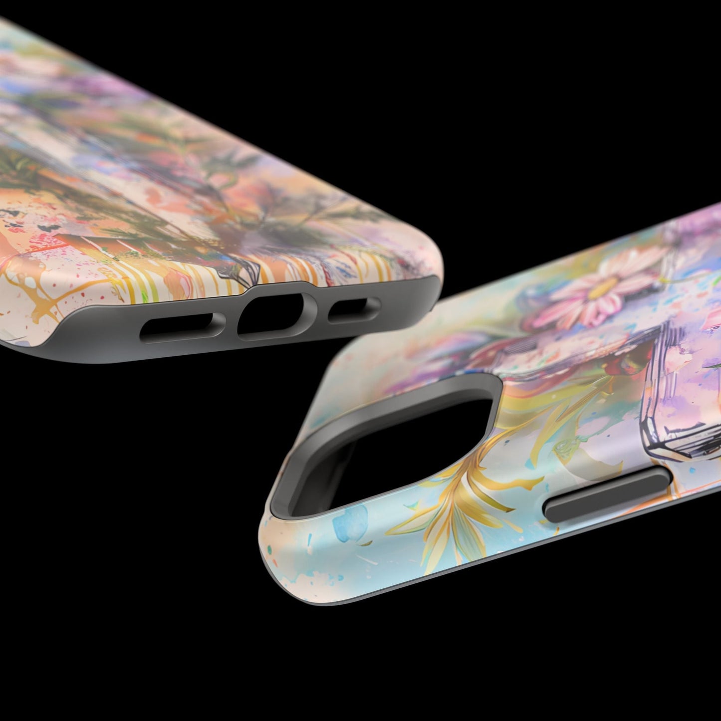 Watercolor Cross & Floral Art - MagSafe iPhone Case, Inspirational & Protective - BOGO Cases