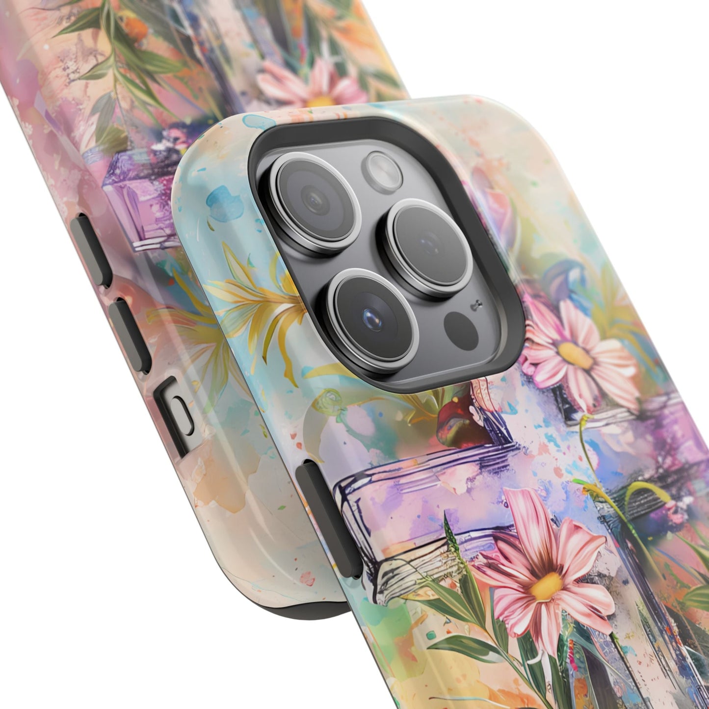 Watercolor Cross & Floral Art - MagSafe iPhone Case, Inspirational & Protective - BOGO Cases