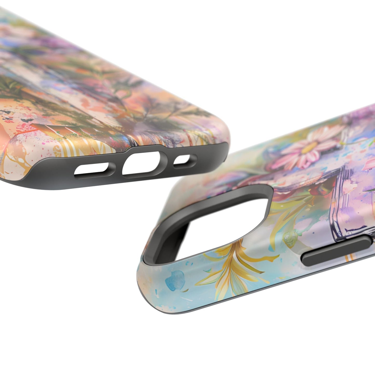 Watercolor Cross & Floral Art - MagSafe iPhone Case, Inspirational & Protective - BOGO Cases