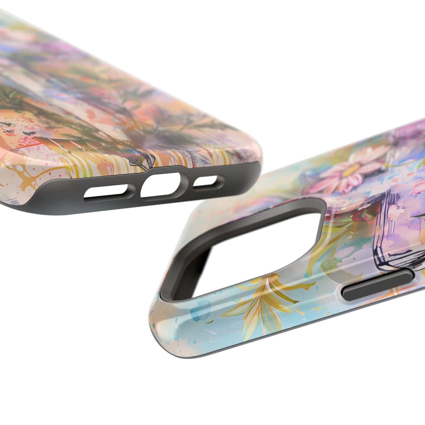 Watercolor Cross & Floral Art - MagSafe iPhone Case, Inspirational & Protective - BOGO Cases